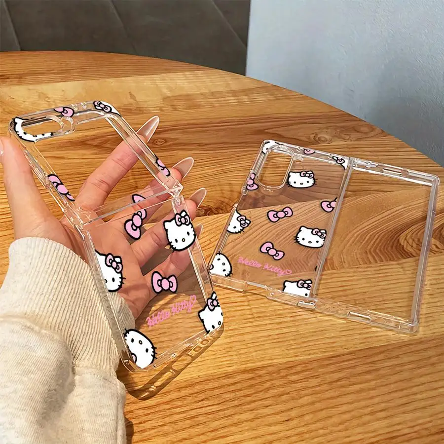 Case for Samsung Galaxy Z Fold 8 Ultra Z Flip 6 5 4 3 Z Fold 7 6 5 4 3 ZFold8Ultra Transparent Soft Phone Cover Sanrio Hello