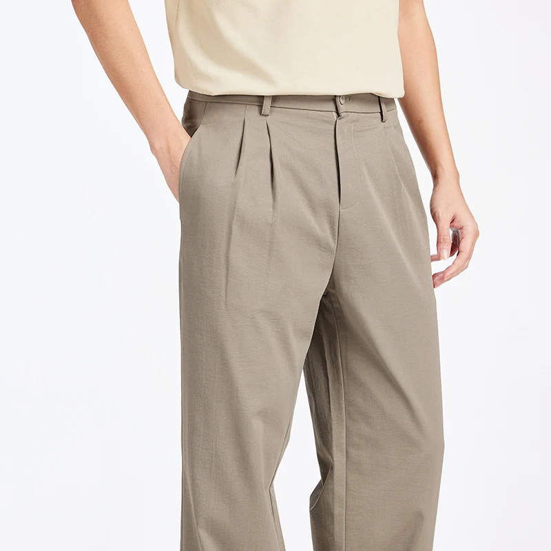 Men'S Skin Friendly Easy To Take Care Of Business Casual Trousers Versatile Loose Comfortable Simple Casual Straight Leg Pants
