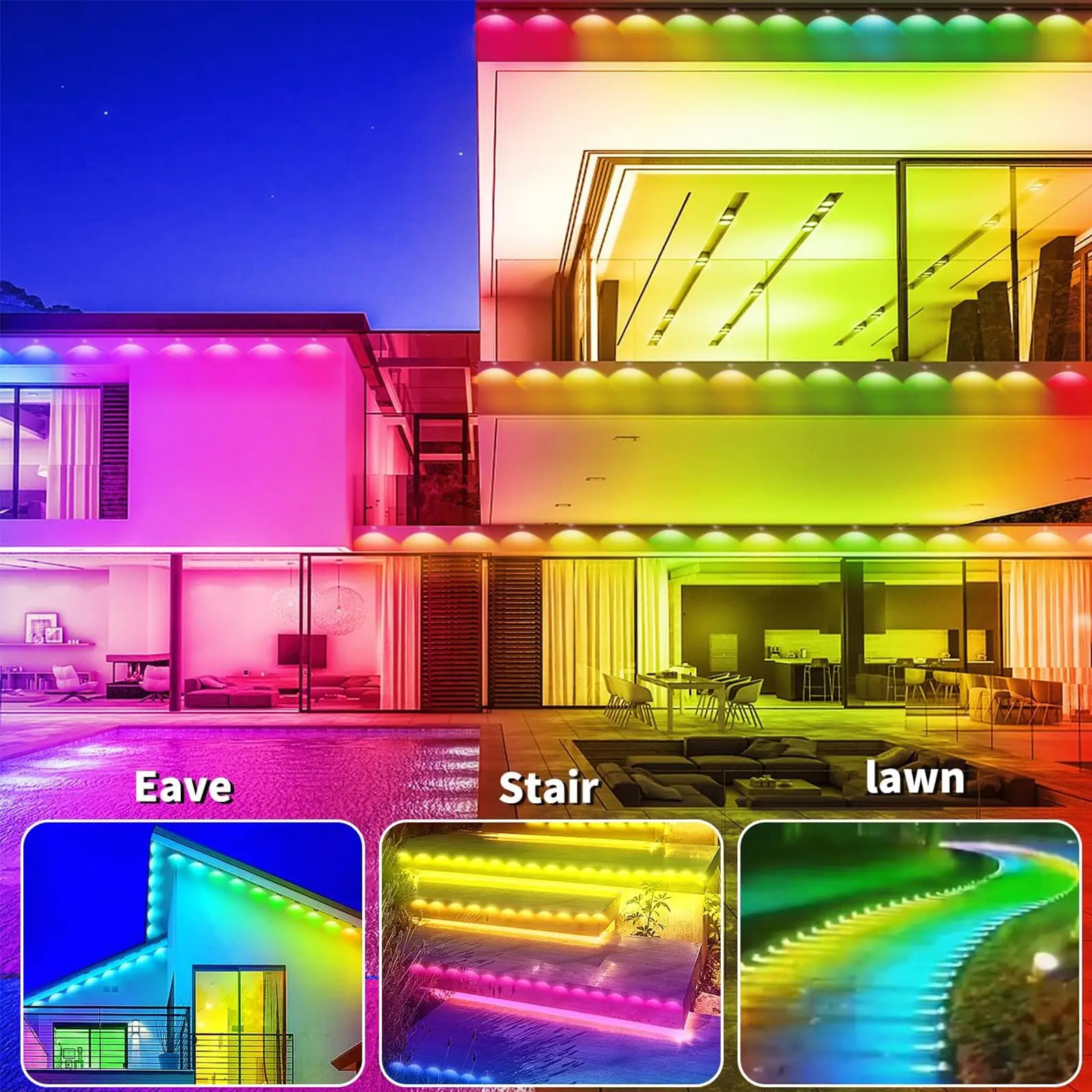 التحكم الذكي 150FT 90 المصابيح الدائم في الهواء الطلق ضوء DIY المشهد ضوء سقف المنزل الإضاءة للحزب هالوين عيد الميلاد الإضاءة #2