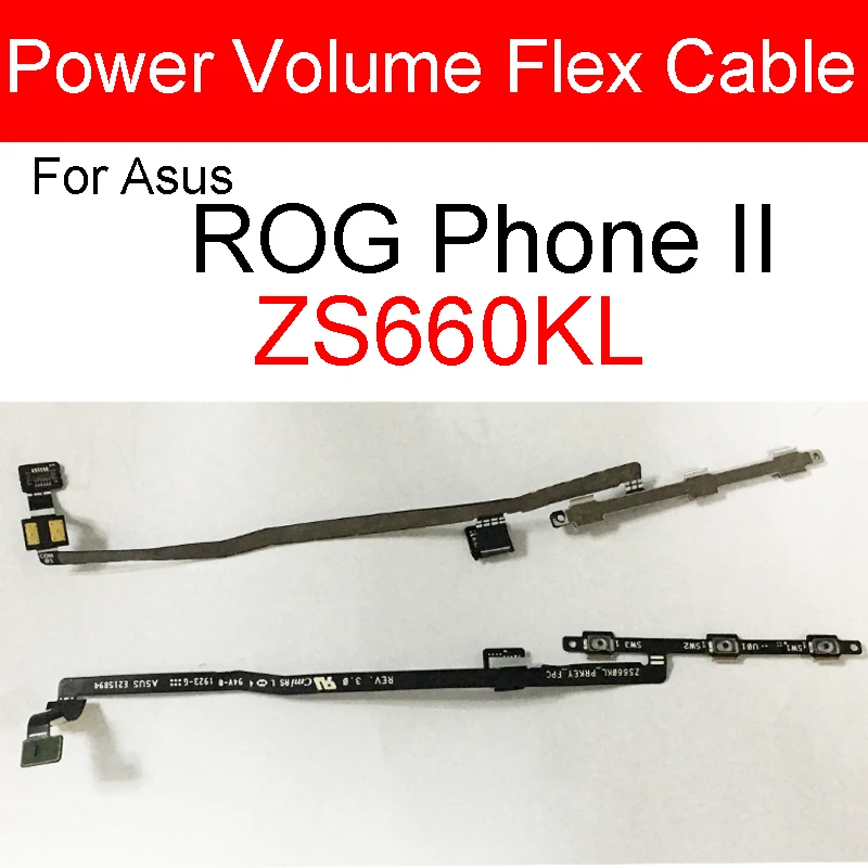 Cable flexible de la placa base del botón de volumen de energía para ASUS ROG Phone II 2 ZS660KL, cargador de lente de cámara frontal y trasera, bandeja Sim para el hogar