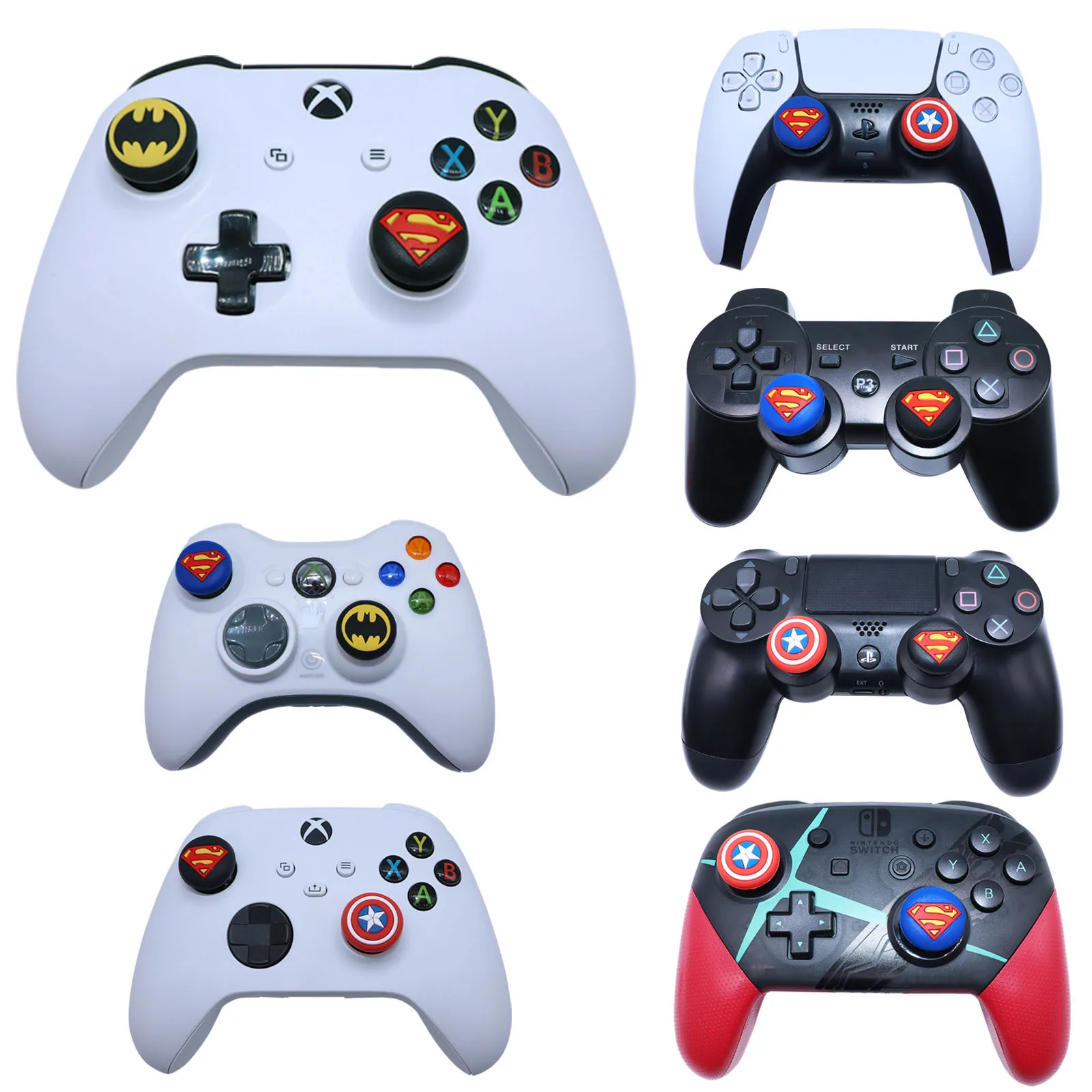 1pair Disney SpiderMan Deadpool Thumb Grip Cap Cover Playstation PS5 PS4 Xbox Series Cartoon Gameing Controller Accessories Gift