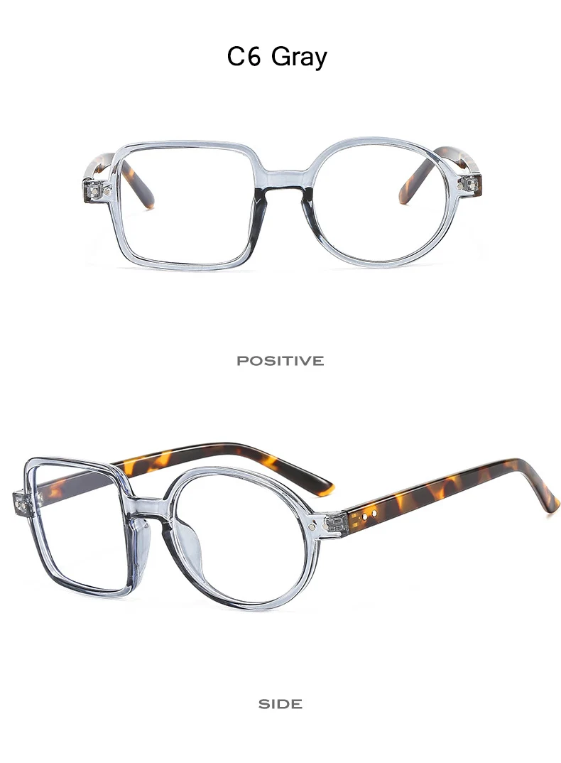 Oec cpo quadratische Brille Frauen Männer Mode klare Brille optische Brille Rahmen Persönlichkeit runde transparente Linse Spektakel – Detail 11