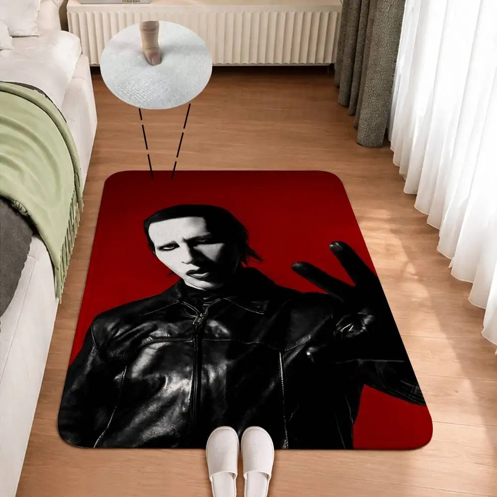 Shock Rock M-Marilyn MansonS Home Decor Short Plush Floor Mat, Non-Slip & Easy to Clean for Multi Doorways