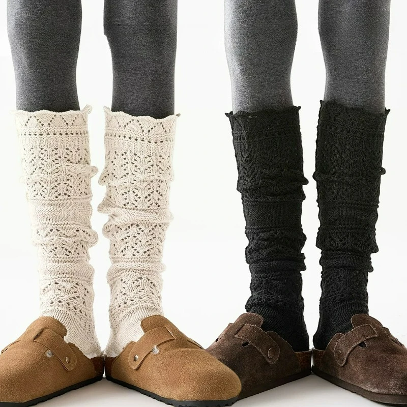 

Длинные гольфы с резными цветочными узорами для женщин, полые осенние сапоги JK, японские чулки с резными цветочными узорами