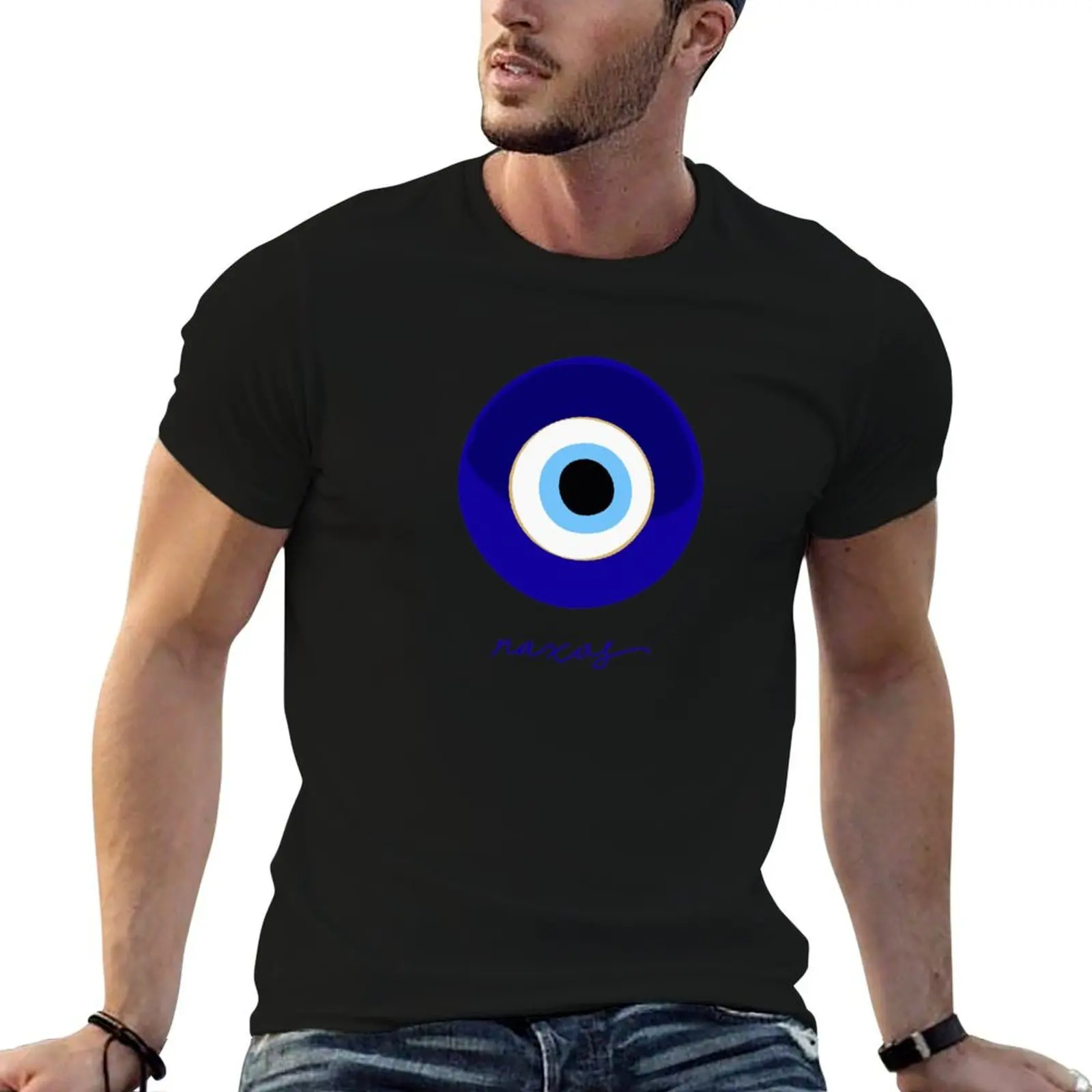 NAXOS - GREECE, edición mati azul y blanco. Camiseta divertida para hombre, camisetas de anime para hombre, camisetas para hombre, camiseta ajustada