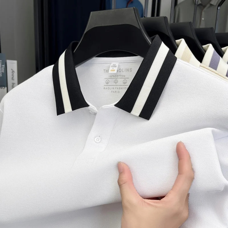 

Мужская рубашка поло оригинального дизайна из 100 хлопка, футболка с длинными рукавами и лацканами, осенняя новая простая влагоотводящая деловая мужская одежда