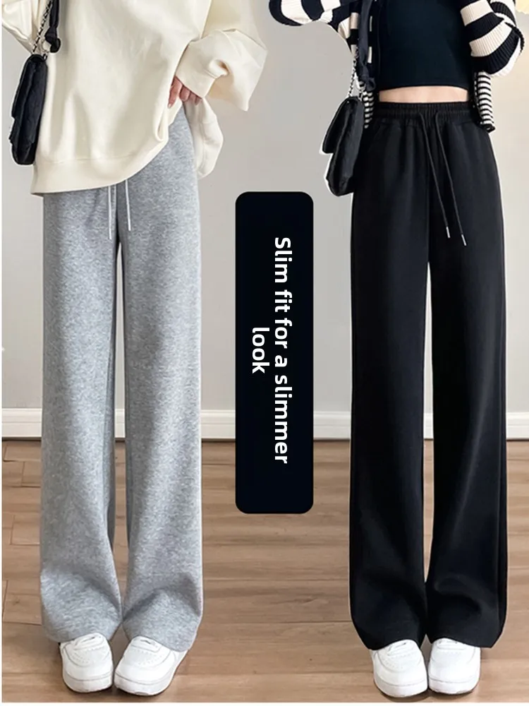 Spodnie z szerokimi nogawkami Thiened Fce, damskie sportowe spodnie o prostym kroju, jesienno-zimowe, codzienne, z wysokim stanem, z włókna poliestrowego, odporne...