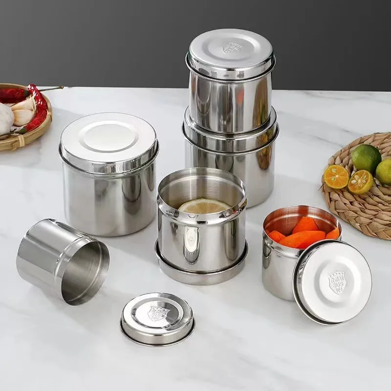 304 Stainless Steel Food Storage Tank with Lid Sealed Tea Container Canteen Home Organizer Bottle Jar Sundries Storage Box