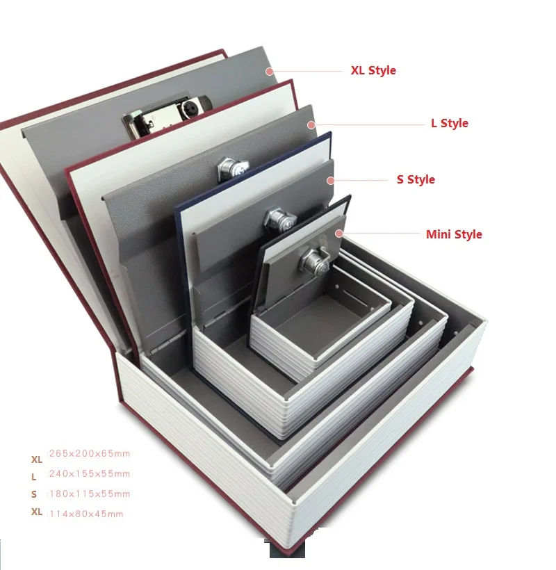 Coffres-forts en métal avec mot de passe en anglais, coffres-forts créatifs en dictionnaire, boîte d'épargne, 18cm x 11.5cm x 5.5cm