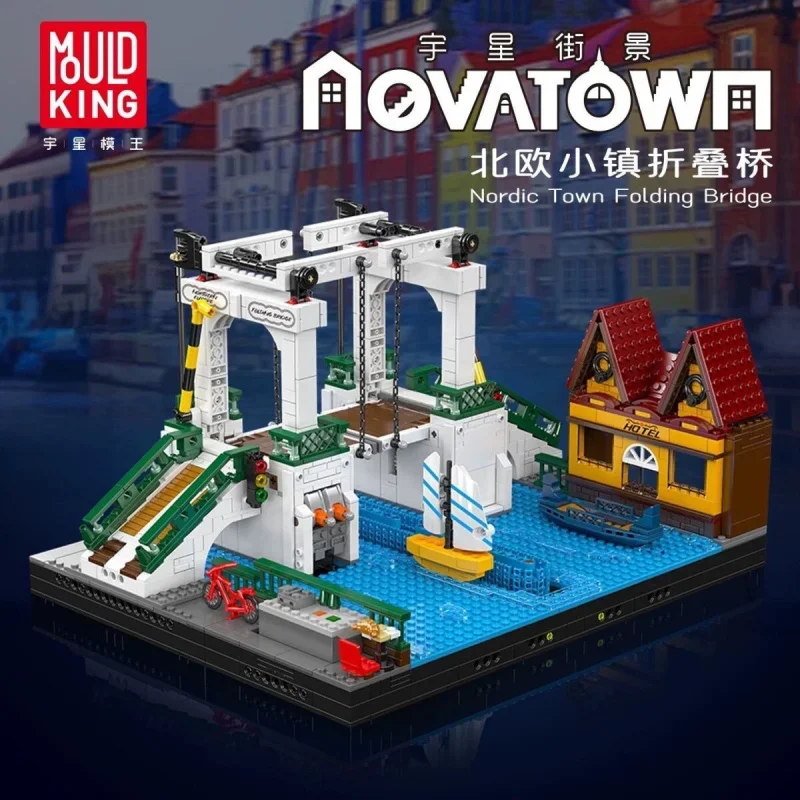

Mould King 16068 Street View Series Nordic Town Electric Folding Bridge Assembly Building Block Toy Model