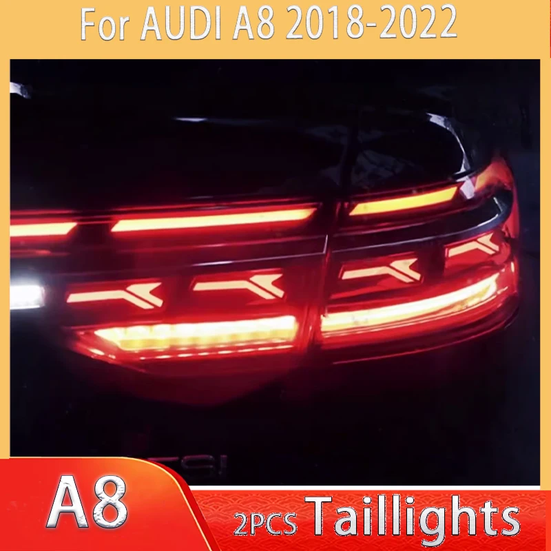 

Car LED Taillamps for Audi A8 2018-2022 Taillights Assembly LED Rear Lights with Middle Light Bar Back Turn Signal Lamp