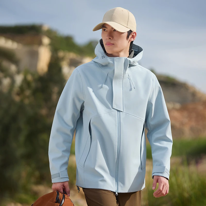 

Men's Outdoor Softell Jaet Casual Sports Coat with Hood Heat-sed Proc Waterproof Trendy Polyester Fiber Jaet