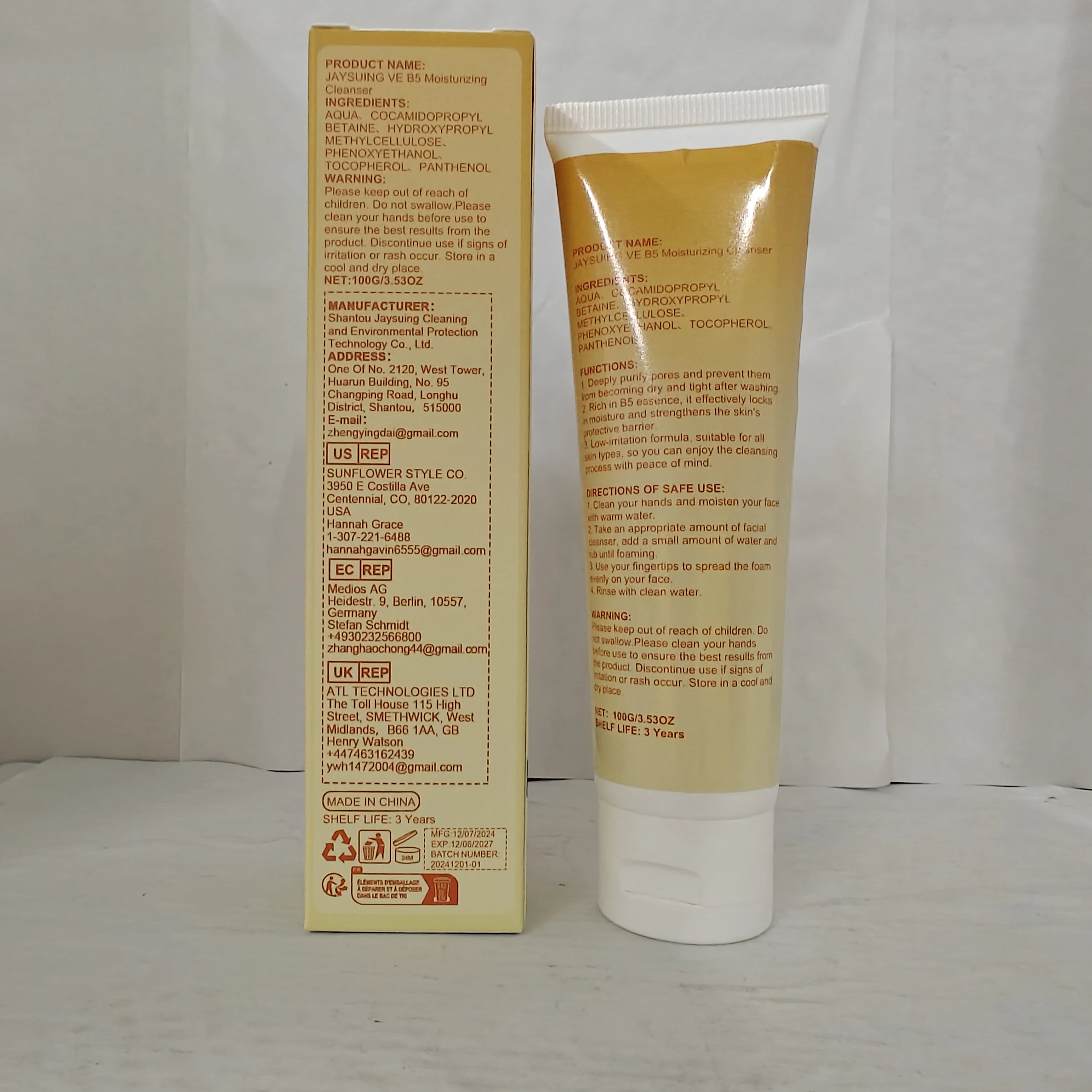 Crème hydratante JAYSUING VE+B5 - Hydratant pour le visage à la vitamine E & B5, hydratation 24 heures, soin pour la peau sèche