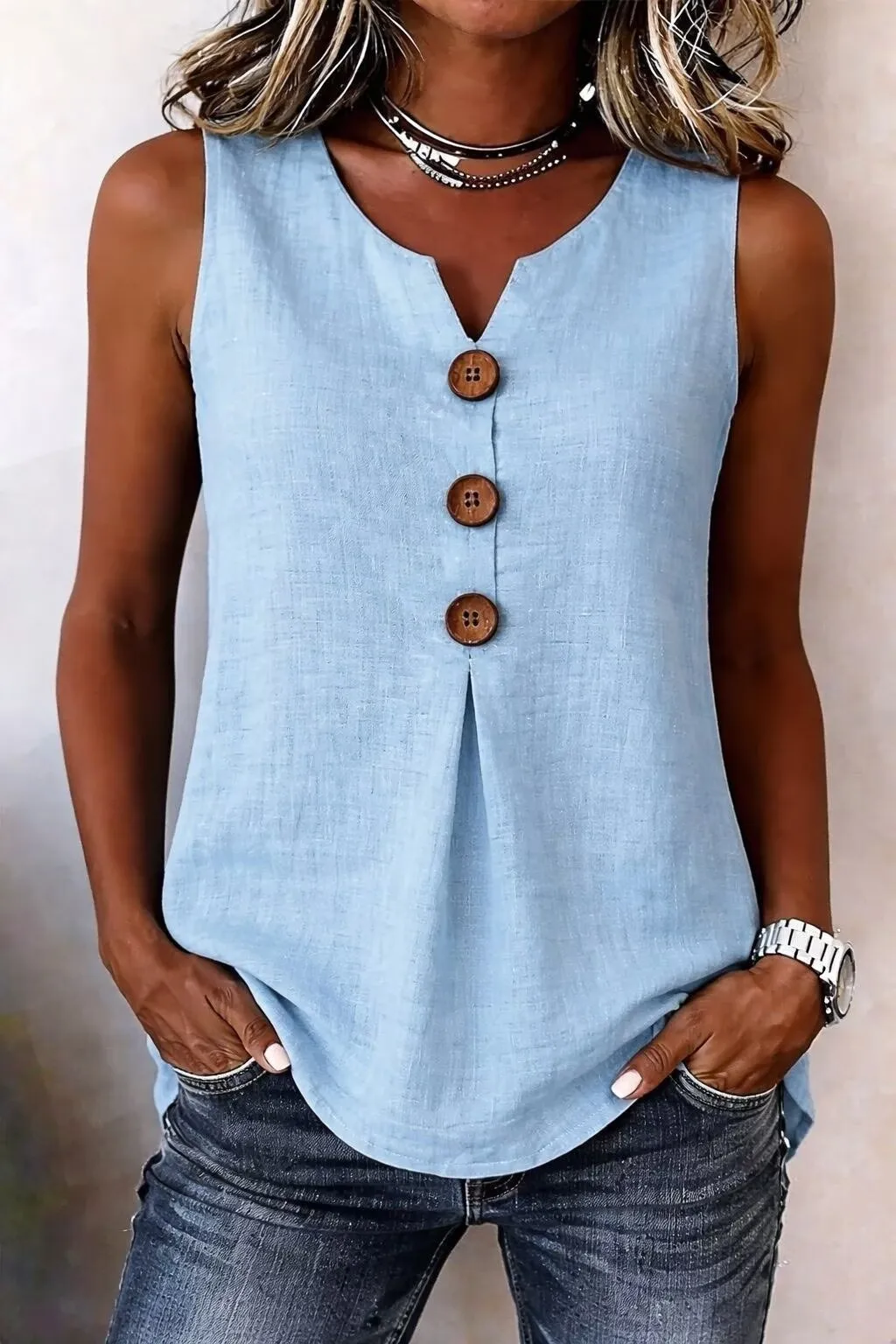 Aurelia Linen Button Vest S5461863a53e54922b2317afbb129024fE