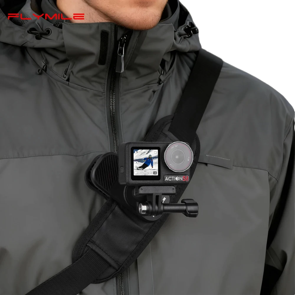 

Flymile Backpack Strap Quick Clip Mount For DJI Action 5 Pro/OSMO NANO/Insta360 X5/GoPro Accessories 360° Rotation Holder