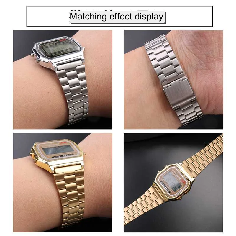 ステンレス鋼の金属製時計ストラップ,a168w,a158w,mrw200,AEQ-110,a158,a159,a168,a169,b650,aq230,700, 18mm