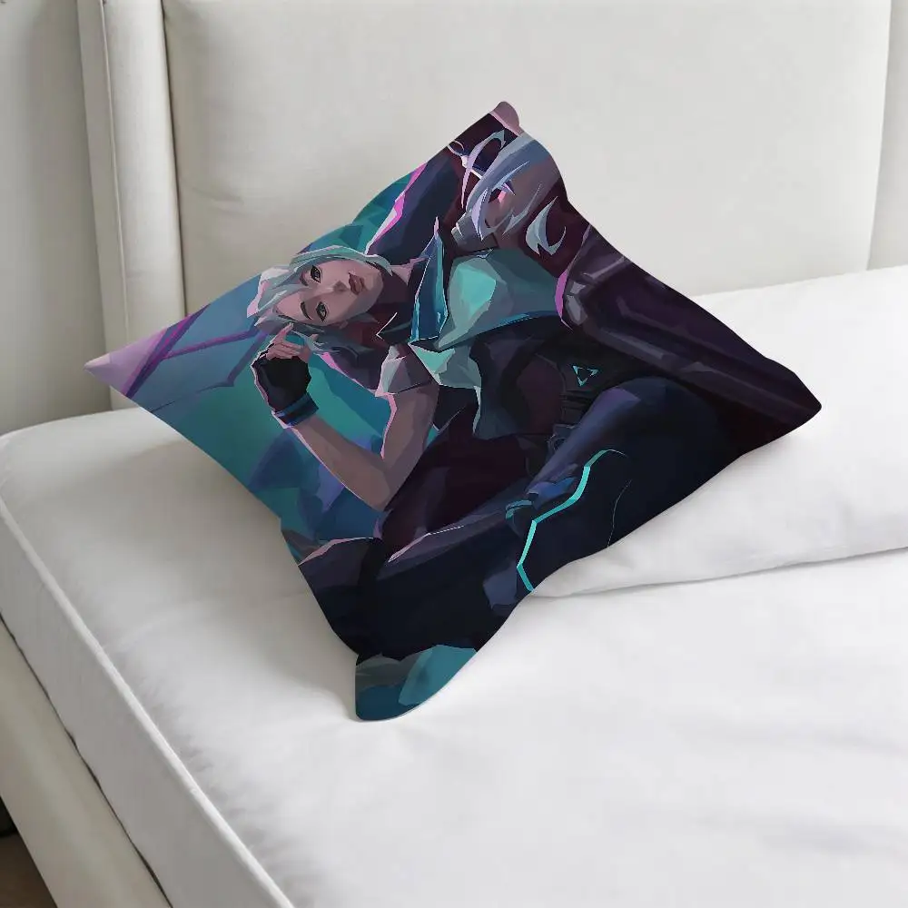 HOT Game V-ValorantS Decorative Square Pillow Cover Modern Cushion Case for Living Room Bedroom 5