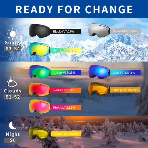 Ski Goggles Pro 100% UV400 Protection Anti Fog Interchangeable Lens Skiing Glasses Snowboard Snow Goggles for Men Women Natfire - Image 6