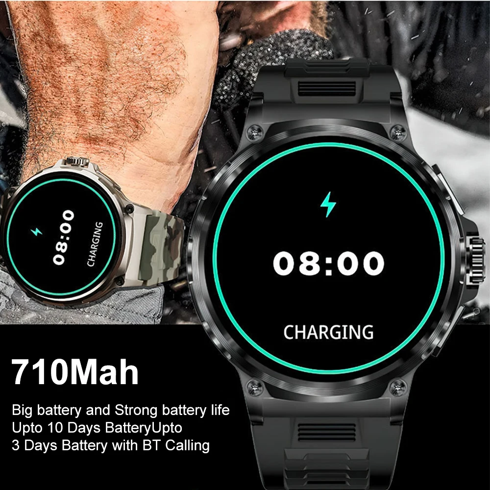 Nuevo reloj inteligente para hombre, relojes para exteriores IP68, resistente al agua, 1,85 pulgadas, voz AI, Bluetooth, llamada, deportes, Fitness, reloj inteligente para Android IOS