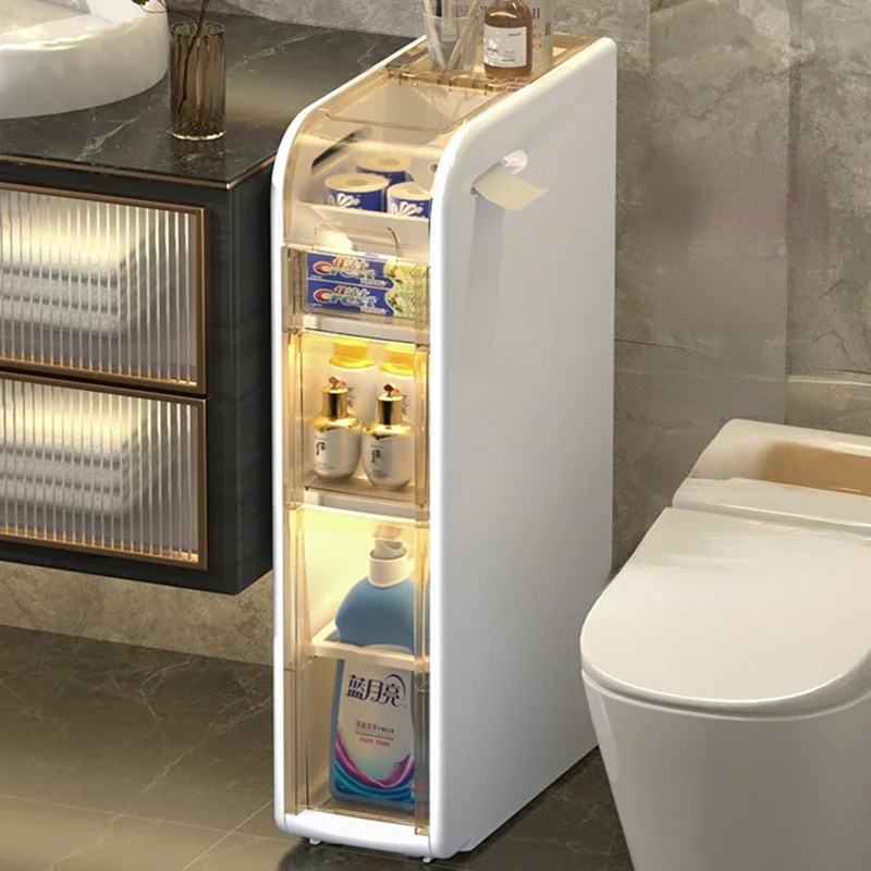 

Simple Toilet Storage Rack, Plastic Bathroom Seam Cabinet, Thick and Durable, Cabinet with Drawers, Easy to Move