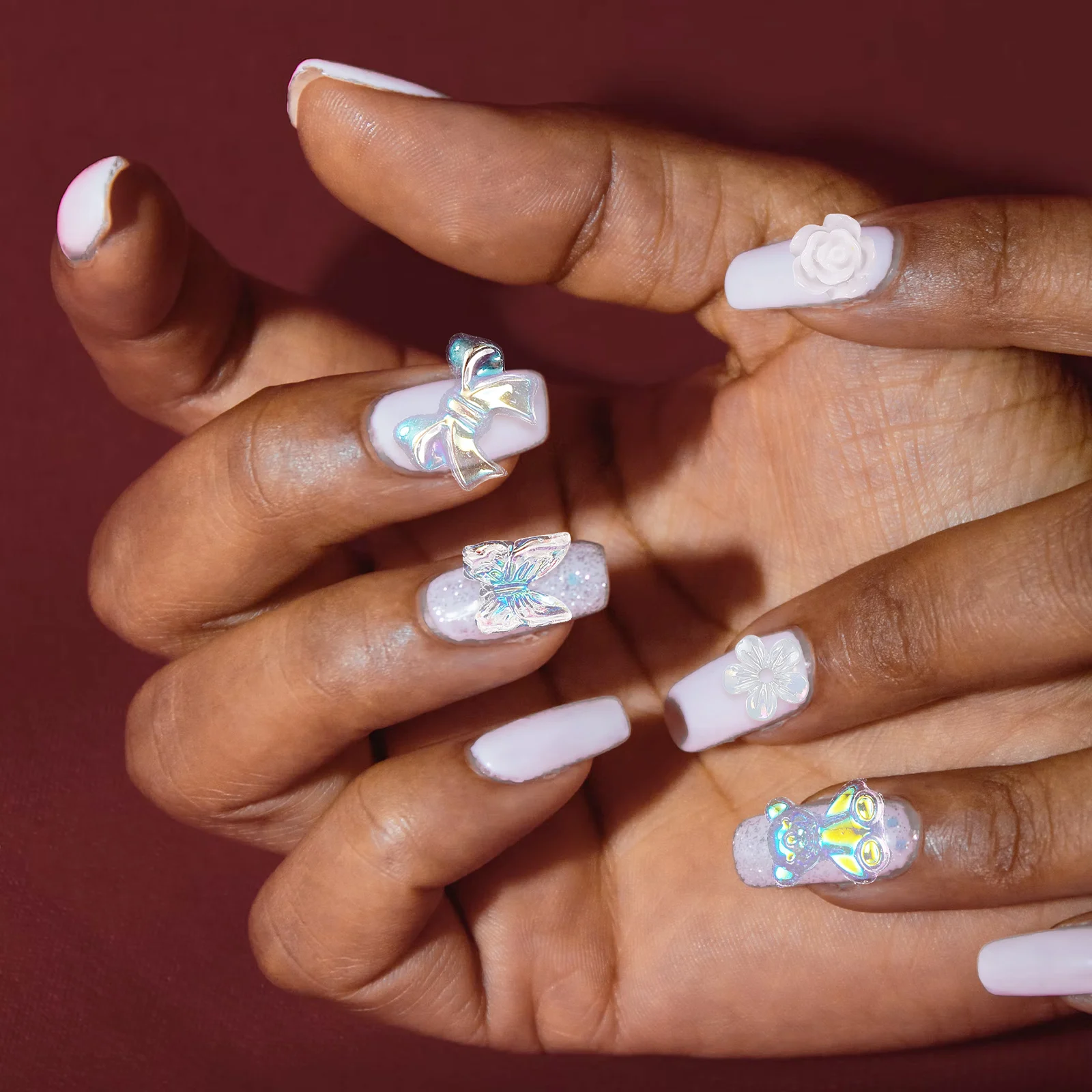 

Nail Art DIY Charms Resin Flower Bow Decors Ideal for Christmas New Year Party Manicure Accessories Manicure Supplies