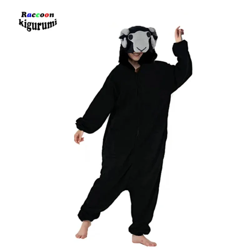 WAT Rits Geit Cartoon Pyjama Zwart Vrouwelijke Mannelijke Dierenfilm Volwassen Kerst Cosplay Wasbeer Kigurumi 2025, Nieuw