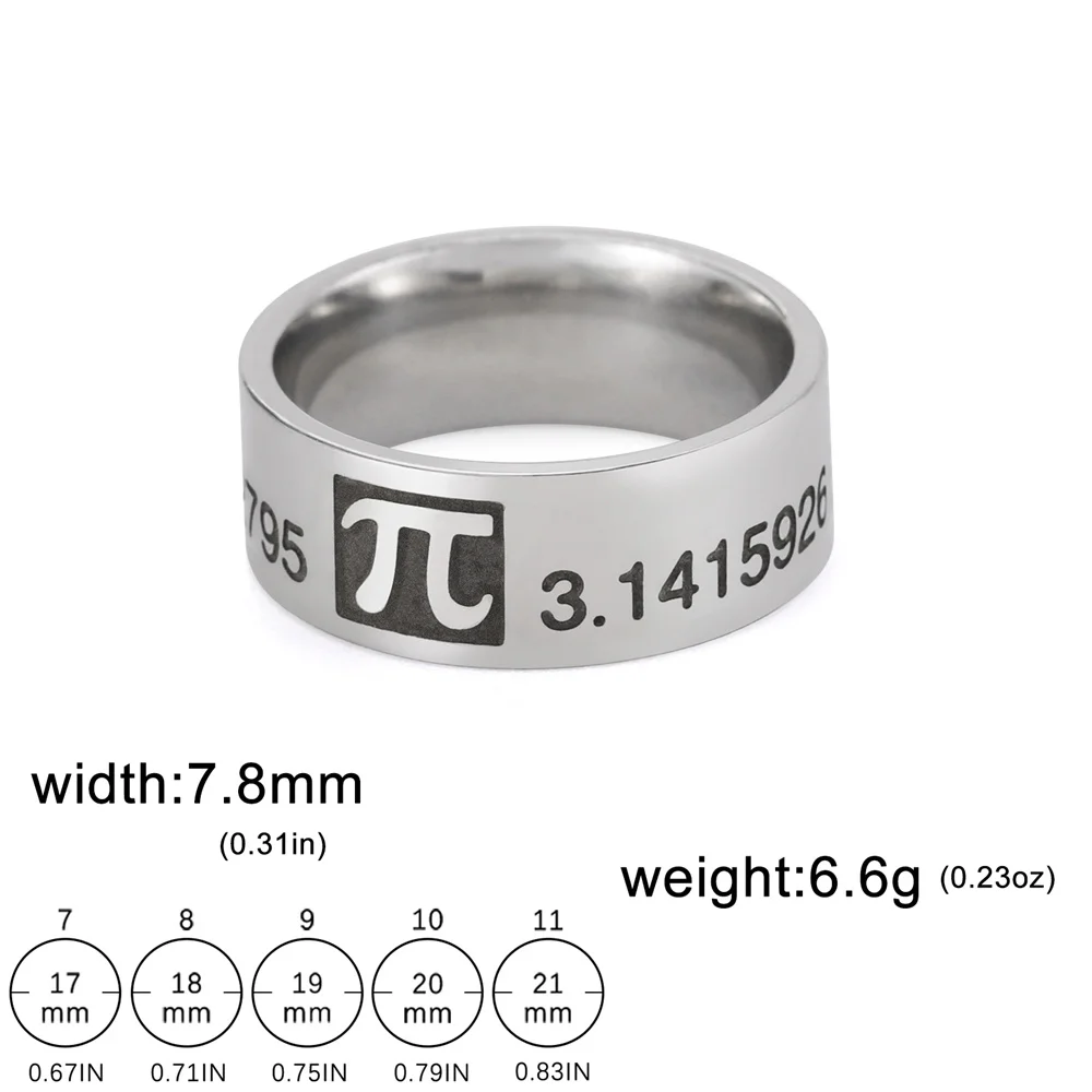 My Shape π Pi Symbol Rings for Women Men Stainless Steel 3.1415926 Greek Letter Π  Rings Math Lovers Graduation Party Jewelry