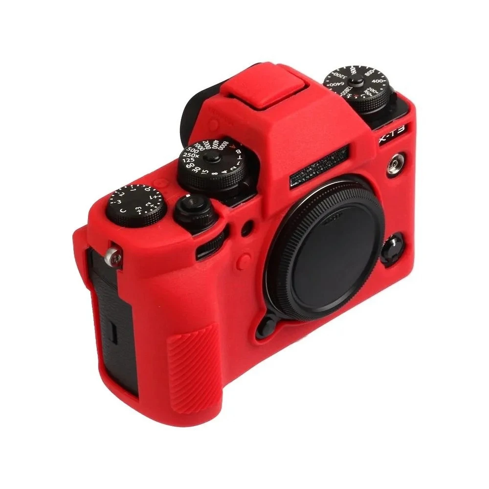 

Silicone Case Armor Camera Bag For Fujifilm X-T3 Case Litchi Anti-slip Protective Cover+ Tempered Glass LCD Protective Film