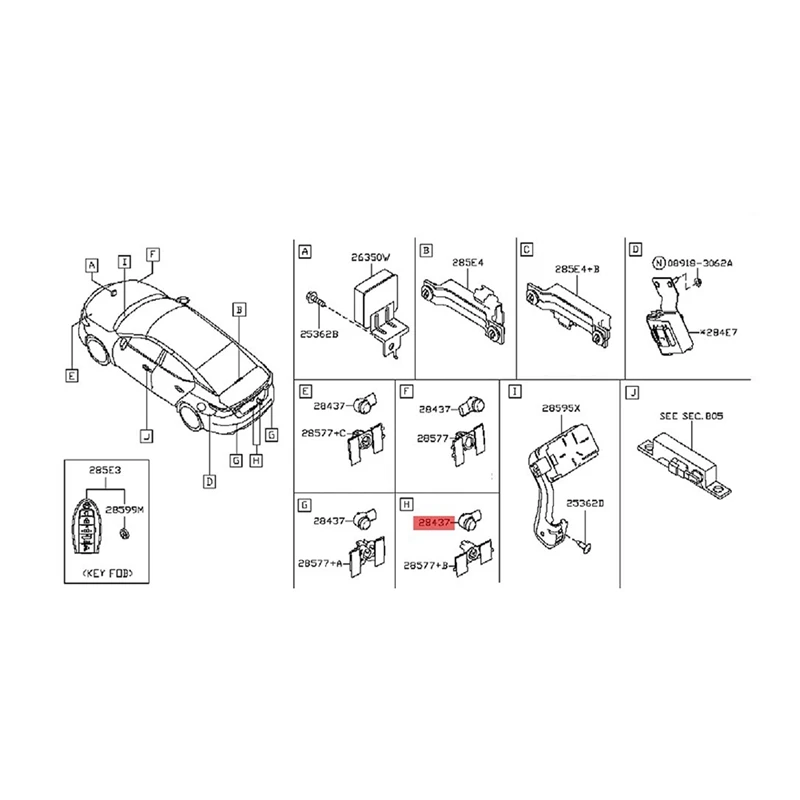 2Pcs Car PDC Parking Radar Sensor 28438-6CA4B For Nissan Altima Maxima Murano 2019-2023 Reverse Aid Sensor 284386CA4B