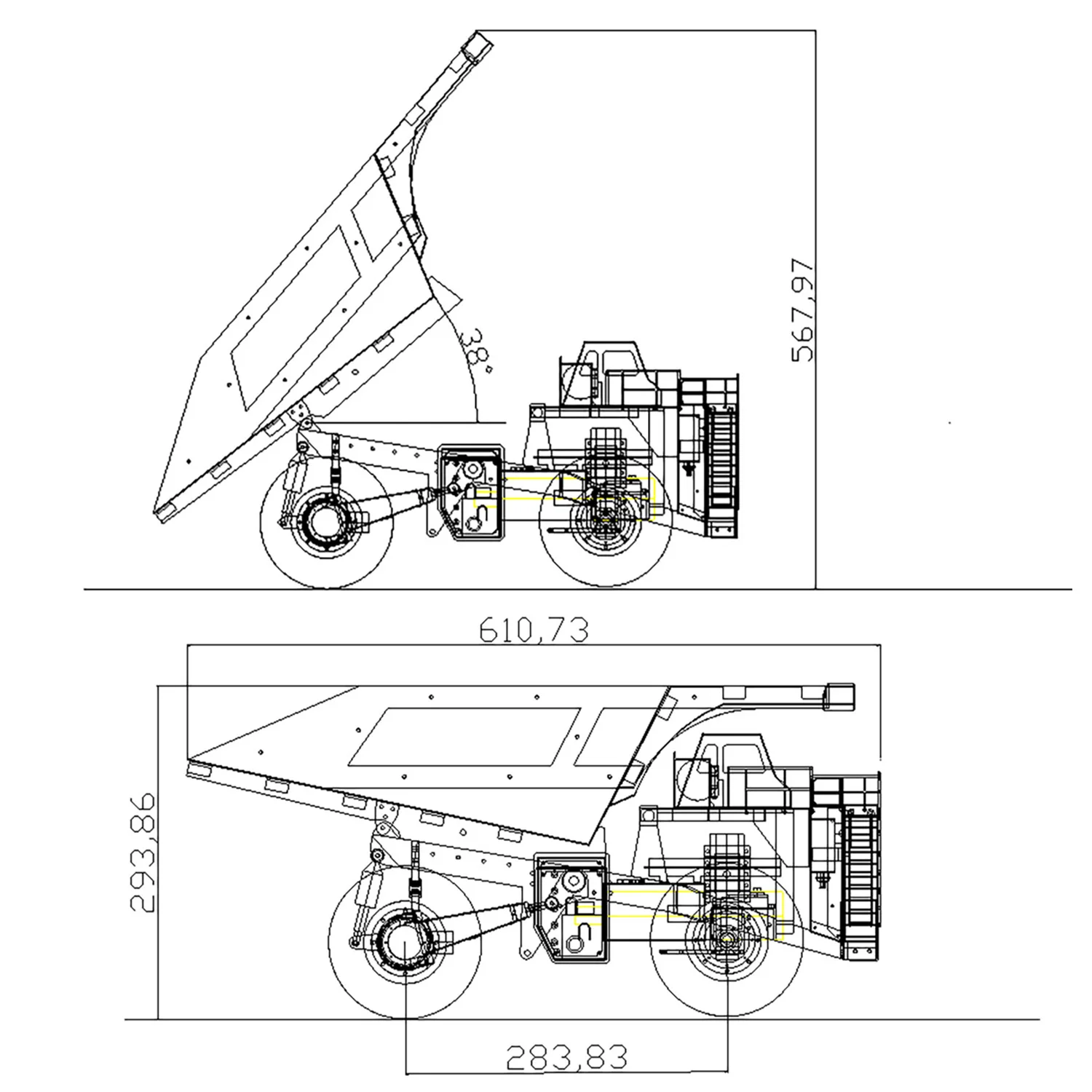 1/20 RC Metal Hydraulic Mine Truck 793D Dumper Painted Yellow Finished Toucan Model Car I6X Radio Lights Toys For Adults Th20436