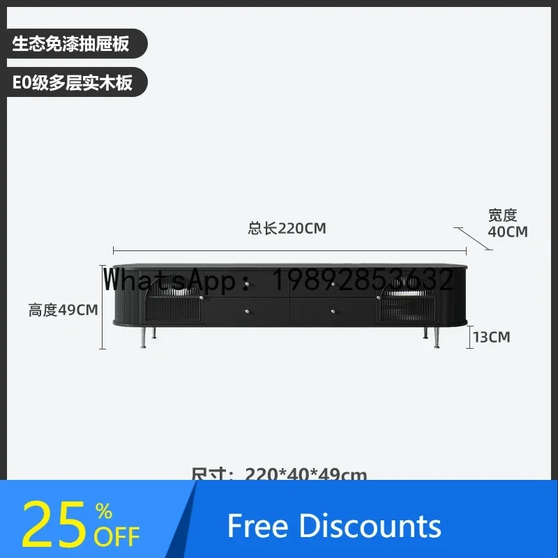 

AA TV cabinet simple light luxury paint black solid wood furniture floor cabinet