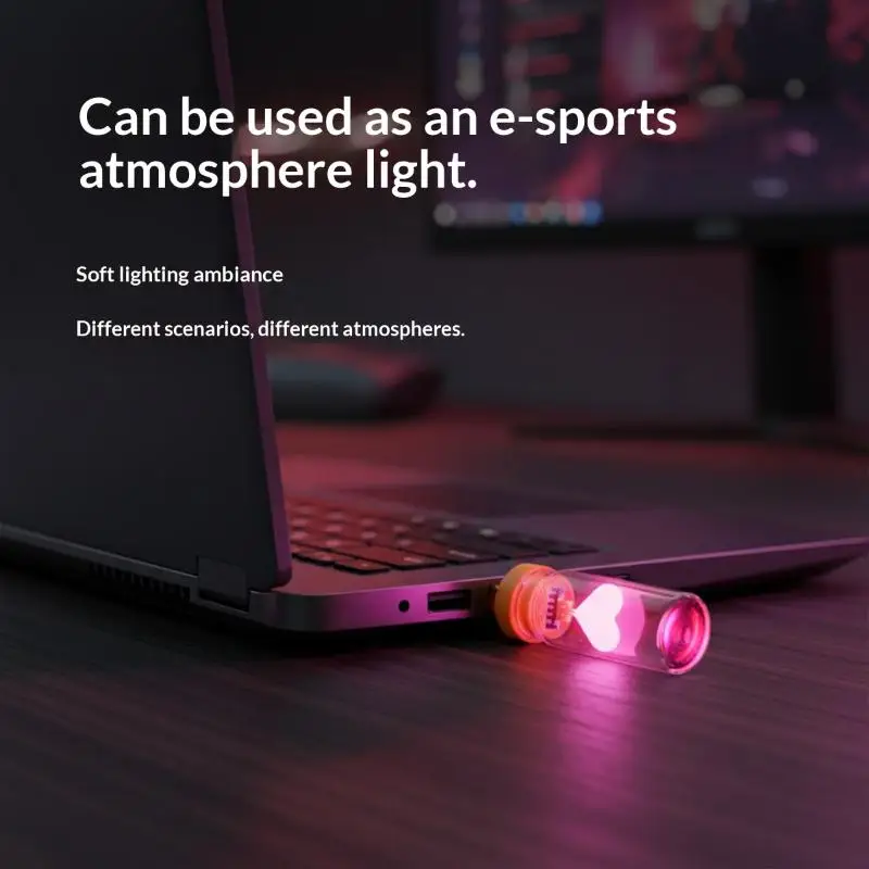 Mini USB Ambient Light Plug and Play Long Lifespan Pink Glow for Car Home Holiday Party Decor