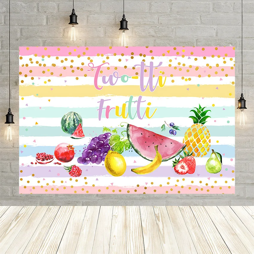 Mehofond Two-tti Frutti Birthday Party Photography Background Tropical Fruit Pineapples Watermelon Backdrop Photo Studio Banner