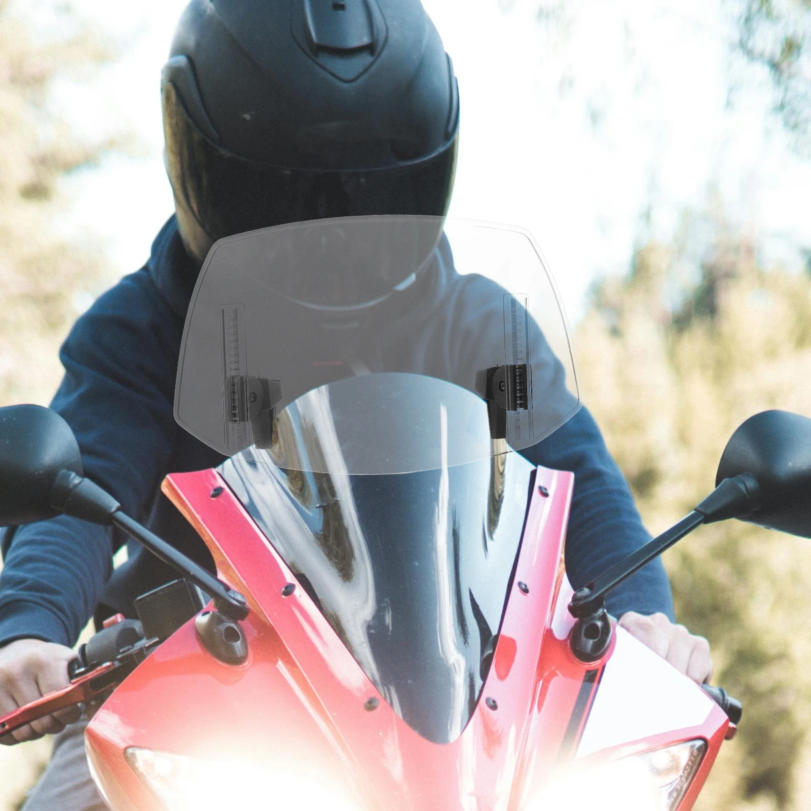 

Windshield Front Plastic Motorcycle Windscreen Heighten Metal Deflector Universal Protectors