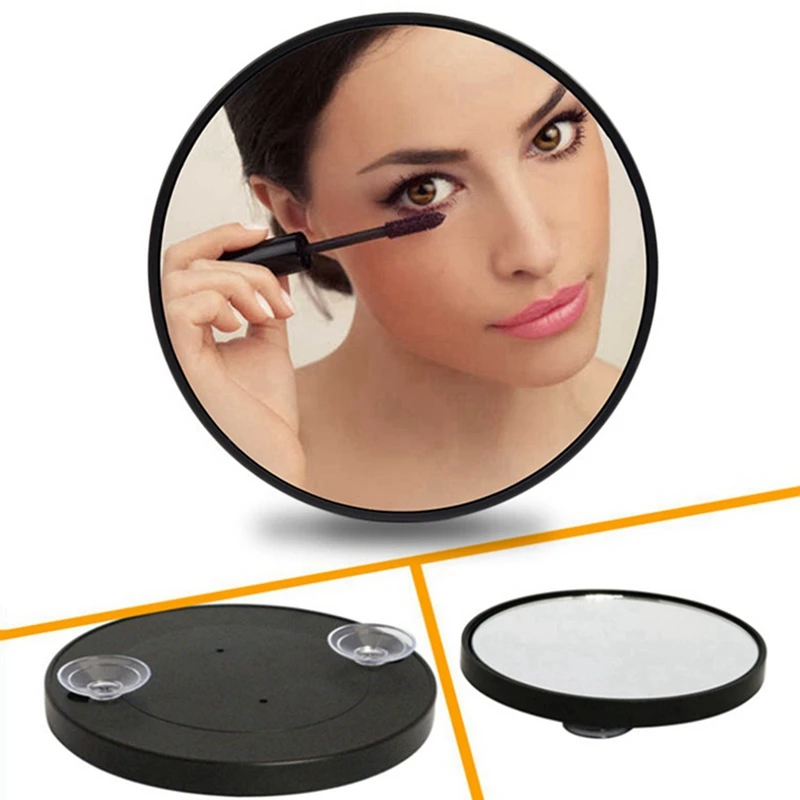 Espejo de maquillaje con aumento antiniebla 2X, espejo de tocador con ventosa, espejo de maquillaje con aumento de mano 20X con mango, negro