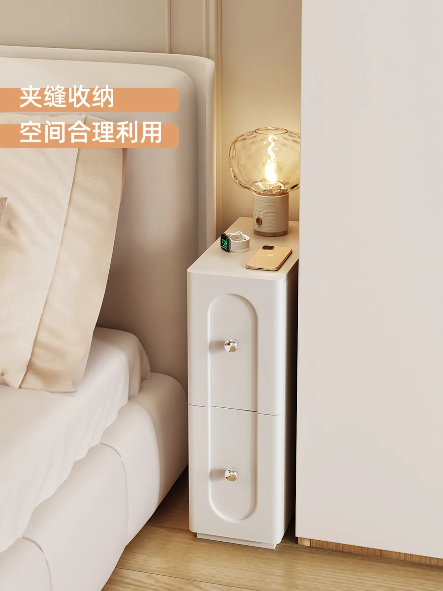 

Yangying Cream Wind Ultra Narrow Bedside Table Small 20cm Bedroom Mini Bedside Storage Cabinet Extremely Narrow Bedside Seam Cab