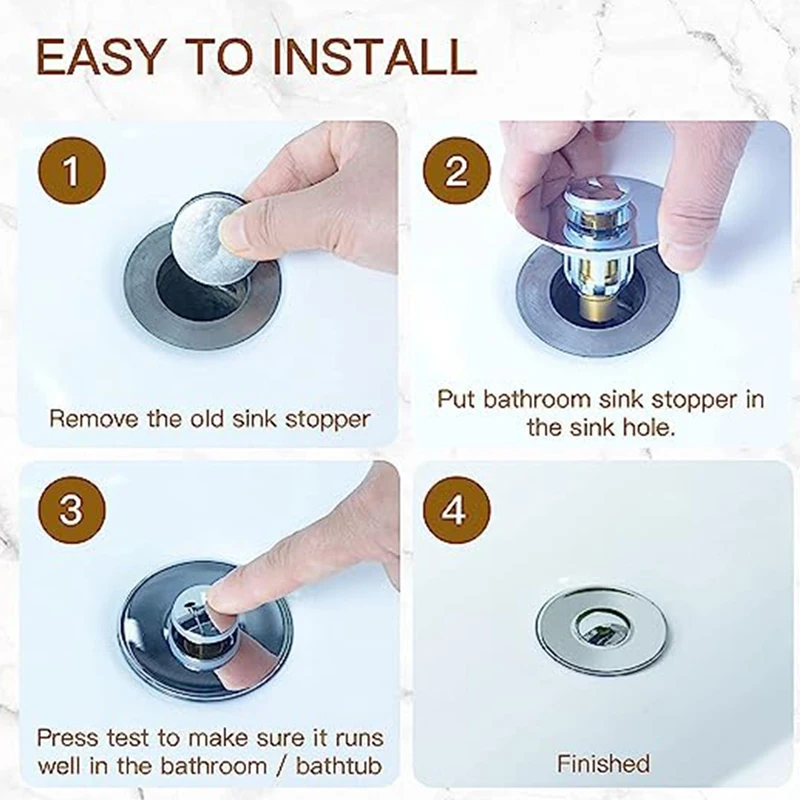 Bathroom Sink Drain Plug, -Up Tub Sink Strainer With Anti-Clog Basket, Hair Catcher For 1.02-1.96 Inch Holes