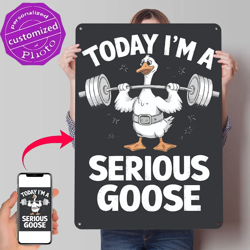 Serious Goose Workout 3D Texture Metal Poster Customized Wall Art Tin Sign Gift for Mancave Luxury Decoration Home Funny Signs