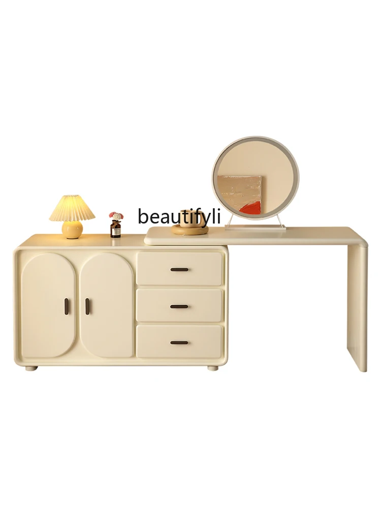 Nordic Solid Wood Dressing Table Modern Minimalist Cream Style Storage Cabinet Integrated Small Apartment Cosmetic Cabinet