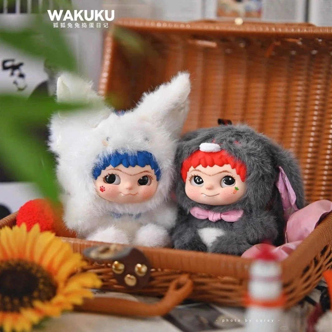 2026 Cute Wakuku Birthday Christma Gift Ornament Mystery Box Wakuku Fox & Bunny Mischief Diary Series Blind Box Plush Pendant