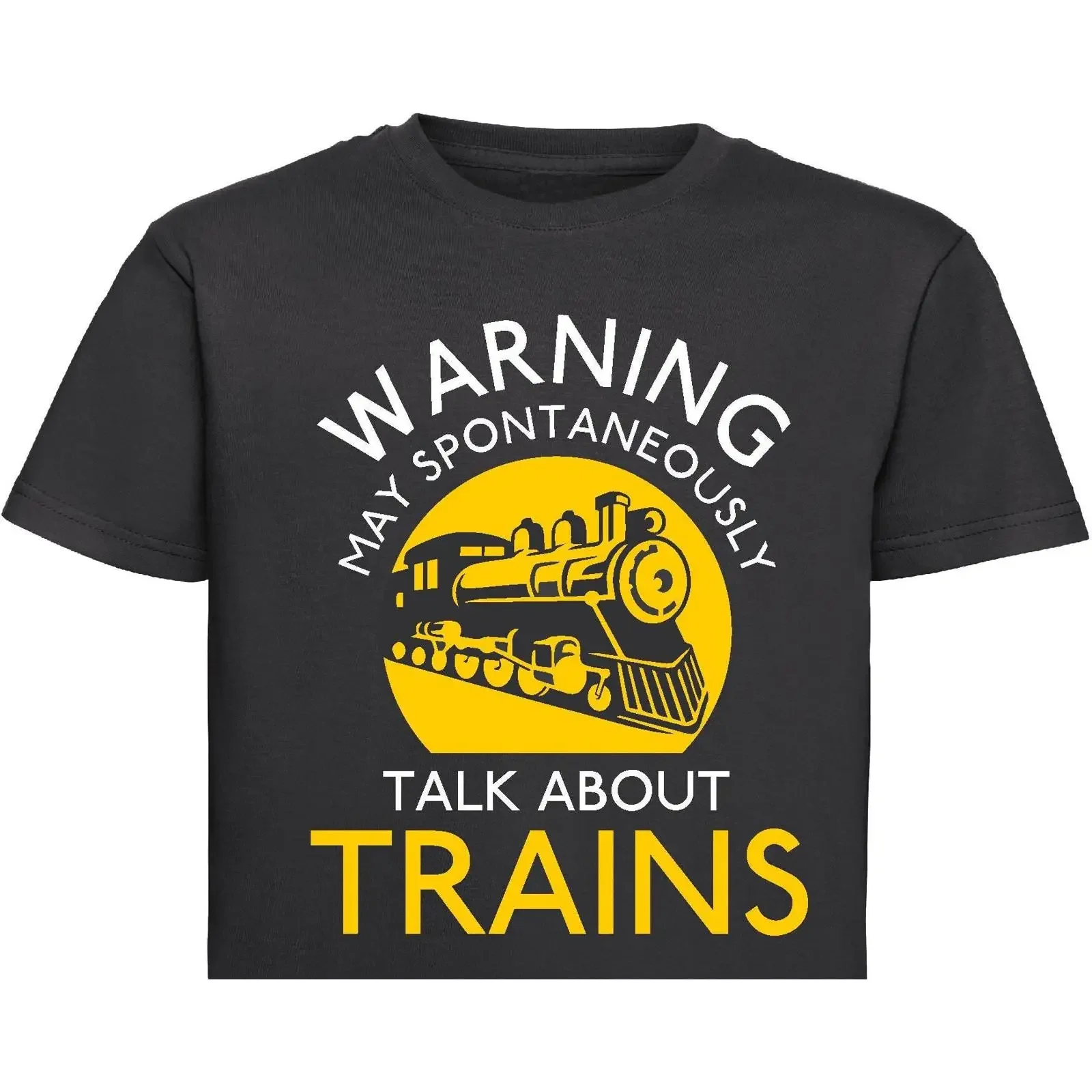 Warning May Spontaneously Talk About Trains T Shirt Kids  vintage Washed Soft streetwear Top For Everyday Wear graphic Stylish