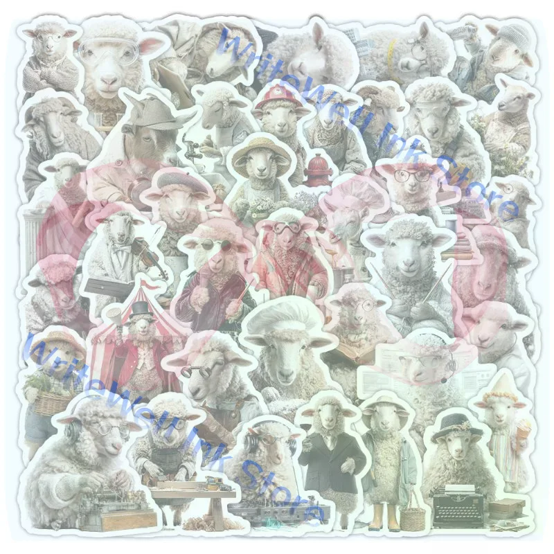50Pcs Realistic Lamb Stickers, Cute Sheep Children Student Stationery Notebook Phone Case Waterproof Decorative Sticker