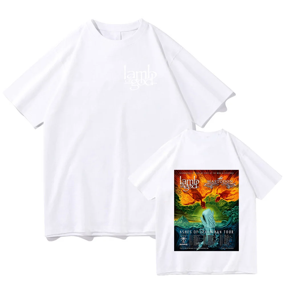 Lamb of God and Mastodonmusic T-shirts Ashes of Leviathan Tour Graphic Print Tops High Quality Cotton Tshirts Unisex Loose Tees
