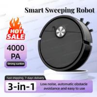 New 3 in 1 Smart Sweeping Robot Vacuum Cleaner 4000Pa Strong Suction Easy To Use For Hard Floors Pet Hair Carpets New