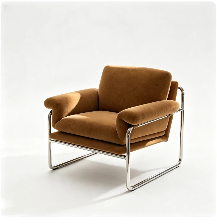 Modern Stainless Steel Accent Armchair Velvet Lounge Single Sofa Leisure Comfortable Side Chair For Living Room Bedroom Study