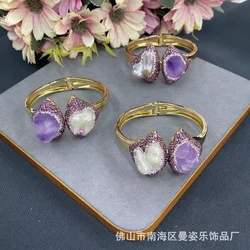 Natural amethyst bracelet baroque special-shaped pearl opening accessories natural stone vintage jewelry wholesale