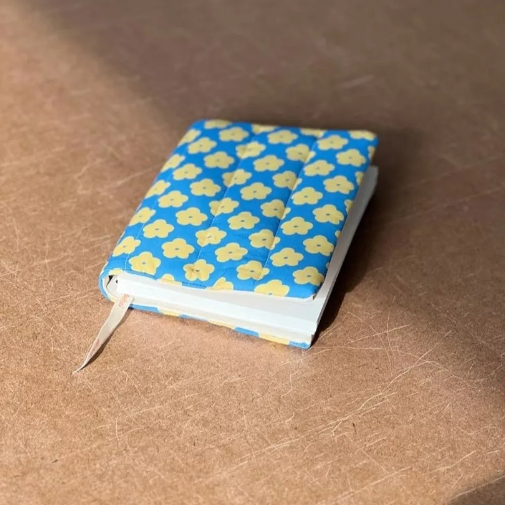 Floral Design Fabric Book Cover Reusable Quilted Fabric Book Jacket Lightweight Striped Fabric Notebook Protector Summer
