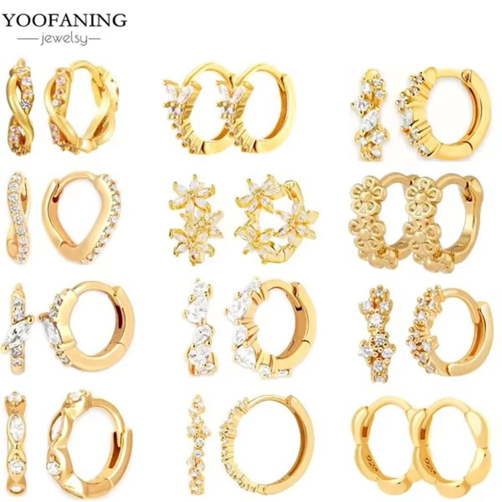 

925 Sterling Silver Ear Needle Exquisite Luxury Gold Hoop Earring White Zircon Accessories Women Earring Jewelrys Wedding Party