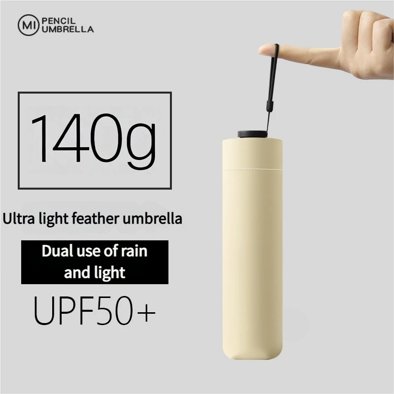 Ultraleichter 140 g tragbarer Regenschirm, Unisex, kompakter UV-Schutz-Sonnenschirm, hochästhetischer Sonnenschirm mit doppeltem Verwendungszweck und nassem Wetter