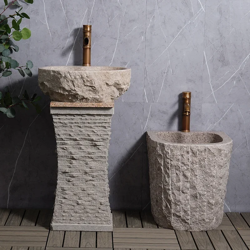 Marble sink outdoor stone wash basin outdoor courtyard wash basin mop pool column balcony wash